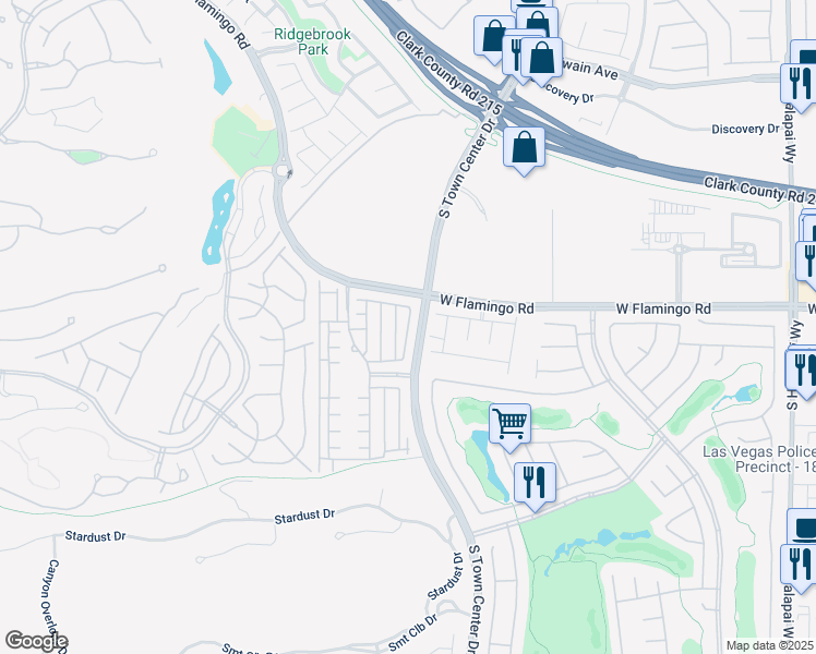 map of restaurants, bars, coffee shops, grocery stores, and more near Yucca Bloom Street in Summerlin South