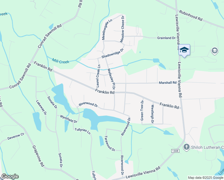 map of restaurants, bars, coffee shops, grocery stores, and more near 900 Wellesley Place Drive in Lewisville