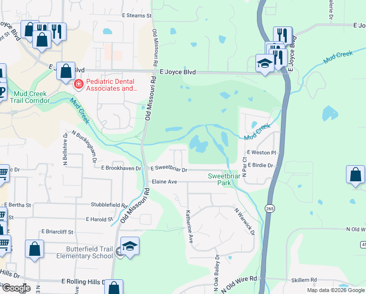 map of restaurants, bars, coffee shops, grocery stores, and more near 3467 North Greenbriar Drive in Fayetteville