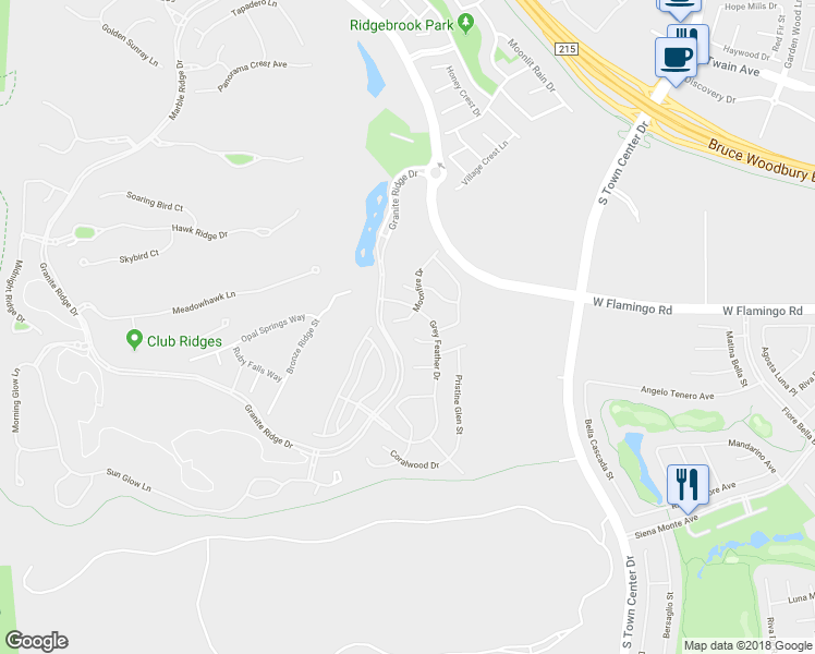 map of restaurants, bars, coffee shops, grocery stores, and more near 38 Moonfire Drive in Las Vegas