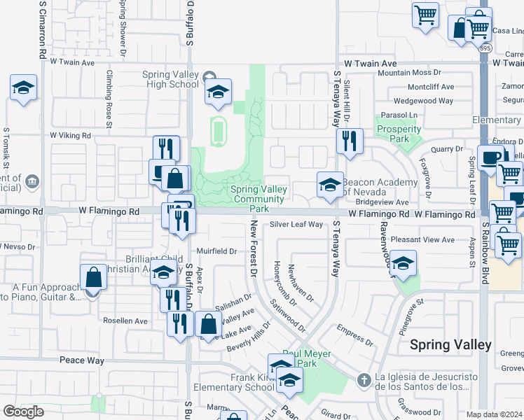 map of restaurants, bars, coffee shops, grocery stores, and more near in Las Vegas