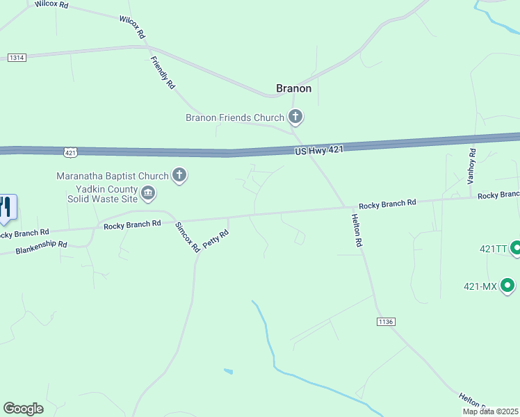 map of restaurants, bars, coffee shops, grocery stores, and more near 1505 Harve Road in Yadkinville