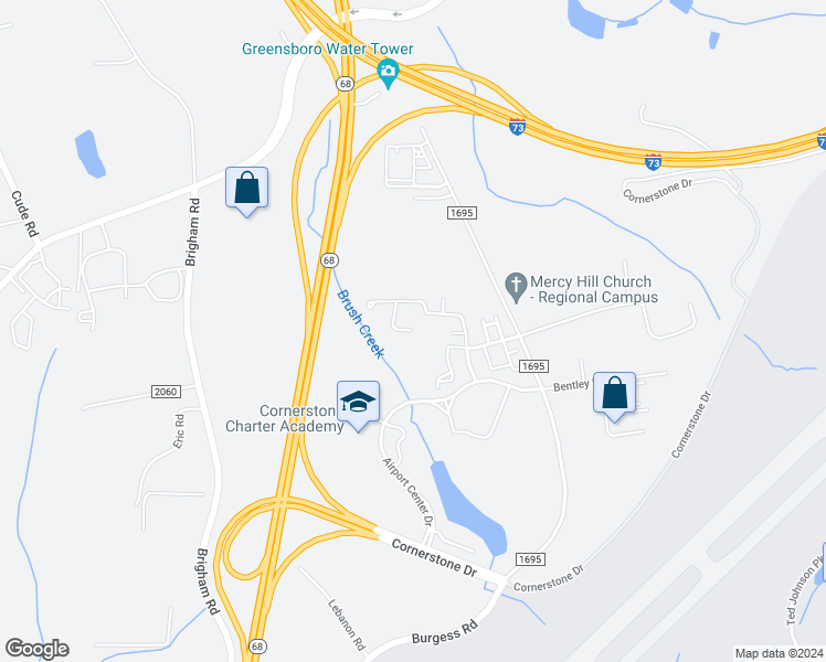 map of restaurants, bars, coffee shops, grocery stores, and more near 506 Song Sparrow Lane in Greensboro