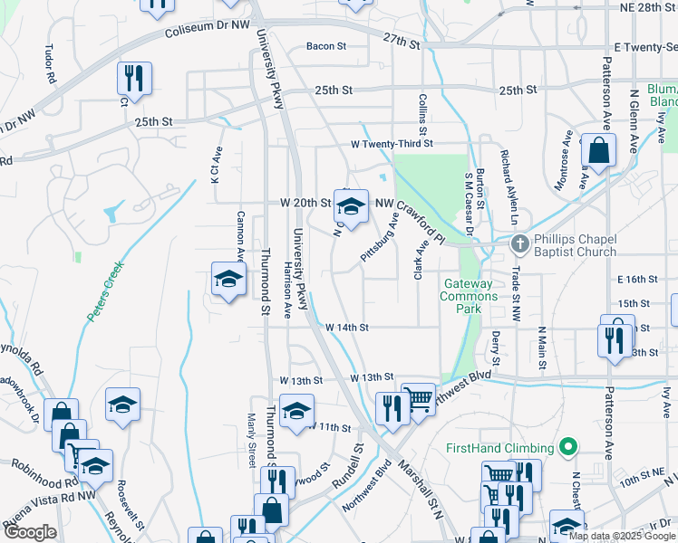 map of restaurants, bars, coffee shops, grocery stores, and more near 931 Pittsburg Avenue in Winston-Salem