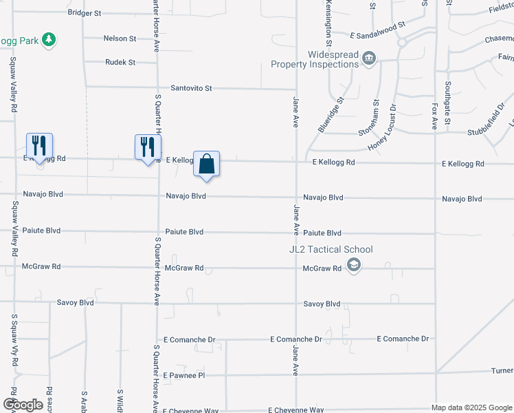 map of restaurants, bars, coffee shops, grocery stores, and more near 4361 Navajo Boulevard in Pahrump