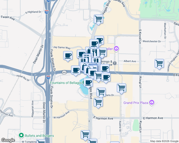 map of restaurants, bars, coffee shops, grocery stores, and more near in Paradise