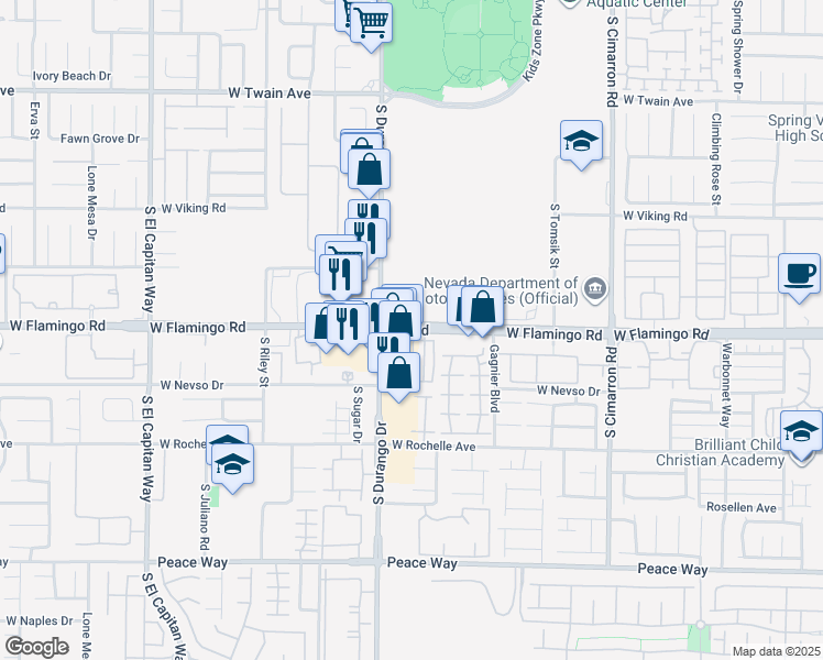 map of restaurants, bars, coffee shops, grocery stores, and more near in Las Vegas