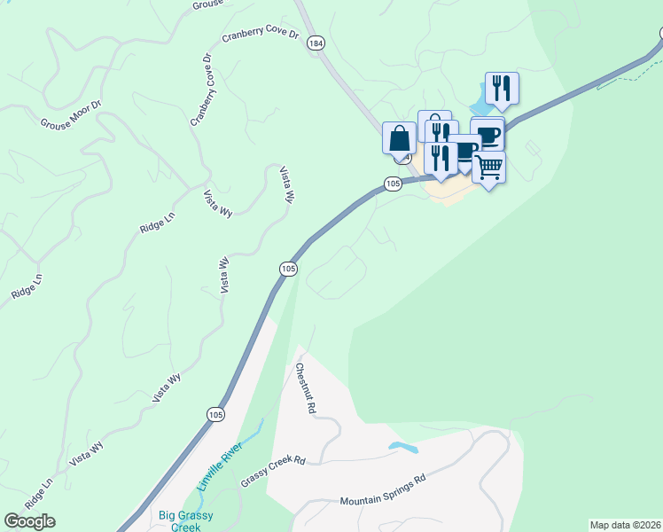map of restaurants, bars, coffee shops, grocery stores, and more near 3828 North Carolina 105 in Sugar Mountain