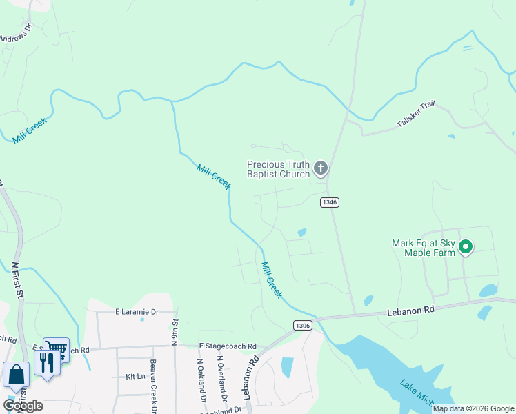 map of restaurants, bars, coffee shops, grocery stores, and more near 1808 Saddle Club Road in Mebane