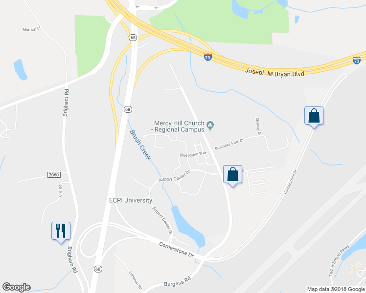 map of restaurants, bars, coffee shops, grocery stores, and more near 304 Snowy Owl Court in Greensboro