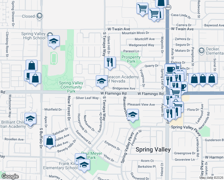 map of restaurants, bars, coffee shops, grocery stores, and more near 4064 Belhaven Street in Las Vegas