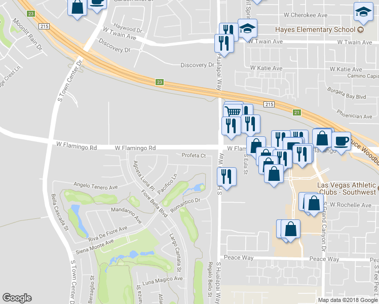 map of restaurants, bars, coffee shops, grocery stores, and more near 10298 Profeta Court in Las Vegas