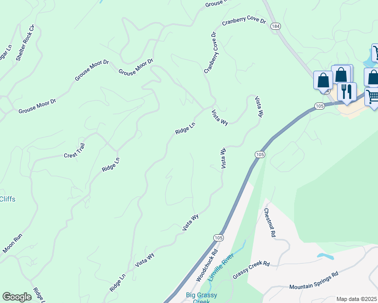 map of restaurants, bars, coffee shops, grocery stores, and more near 2000 Cottage Trail in Avery