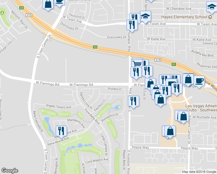 map of restaurants, bars, coffee shops, grocery stores, and more near 10326 Profeta Court in Las Vegas