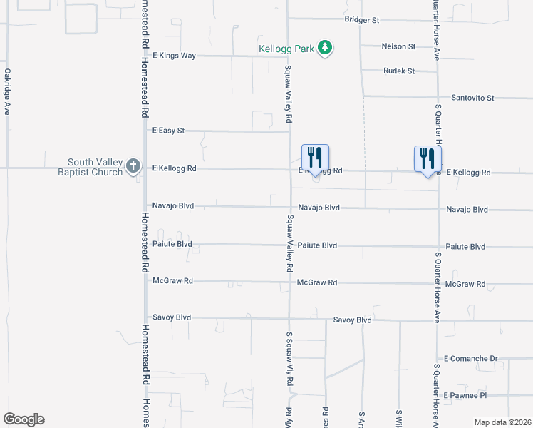 map of restaurants, bars, coffee shops, grocery stores, and more near 3431 Navajo Boulevard in Pahrump