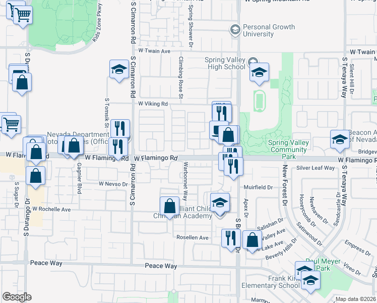 map of restaurants, bars, coffee shops, grocery stores, and more near in Las Vegas