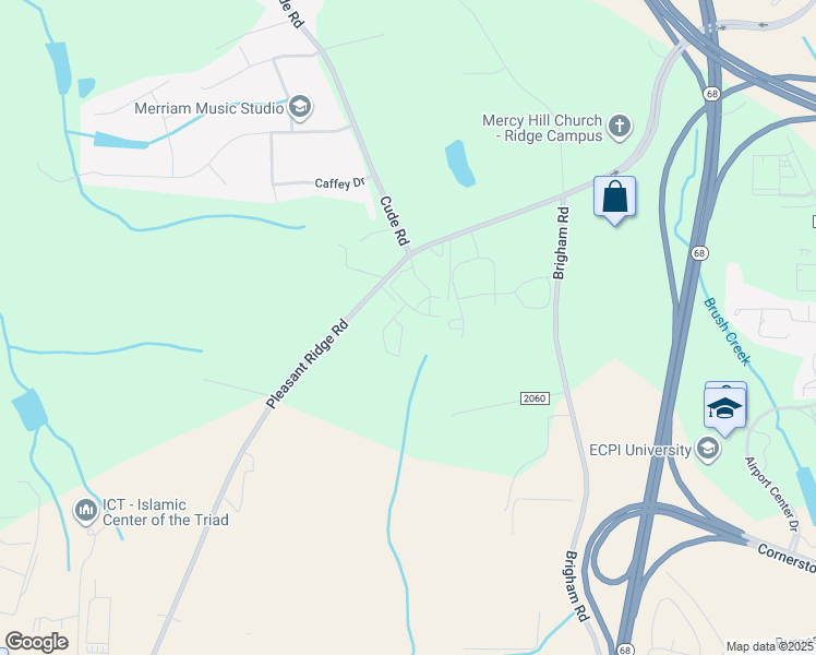 map of restaurants, bars, coffee shops, grocery stores, and more near 1301 Reynolds Ridge Circle in Greensboro