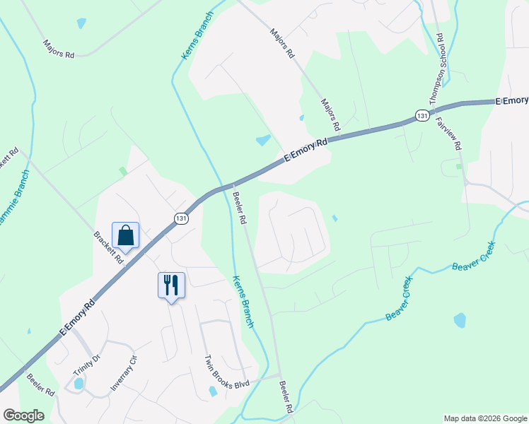 map of restaurants, bars, coffee shops, grocery stores, and more near 7121 Lyle Bend Lane in Knoxville