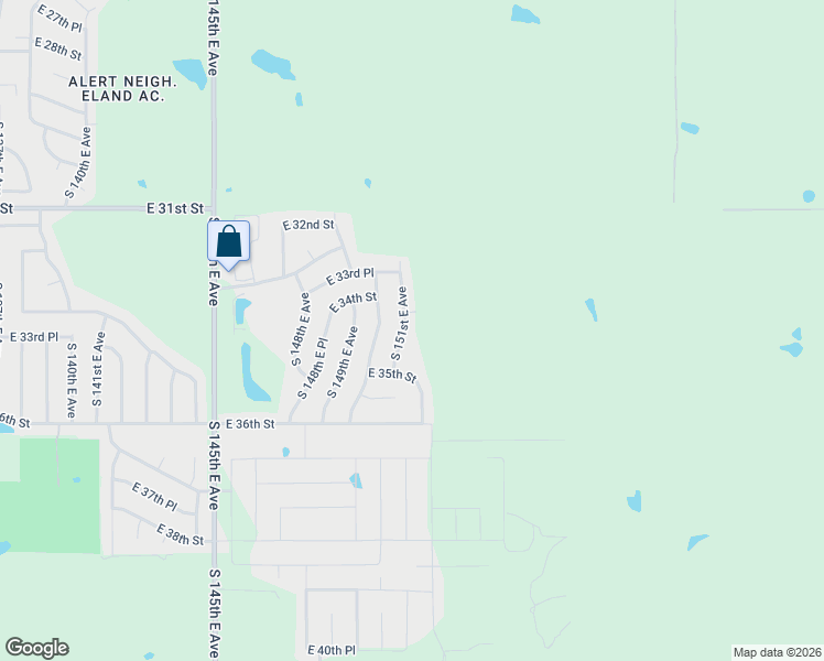 map of restaurants, bars, coffee shops, grocery stores, and more near 3437 South 151st East Avenue in Tulsa