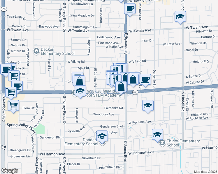 map of restaurants, bars, coffee shops, grocery stores, and more near 6154 West Flamingo Road in Las Vegas