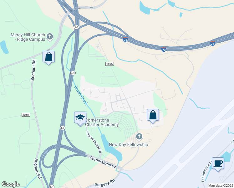 map of restaurants, bars, coffee shops, grocery stores, and more near 326 Robyns Glen Circle in Greensboro