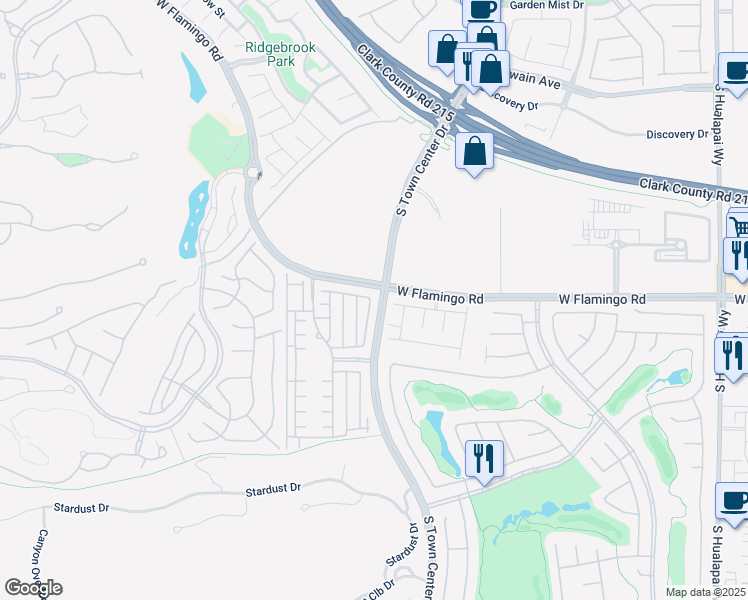 map of restaurants, bars, coffee shops, grocery stores, and more near Yucca Bloom Street in Las Vegas