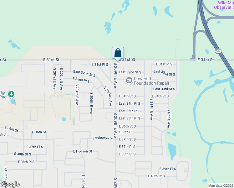 map of restaurants, bars, coffee shops, grocery stores, and more near 3236 South 210th East Avenue in Broken Arrow
