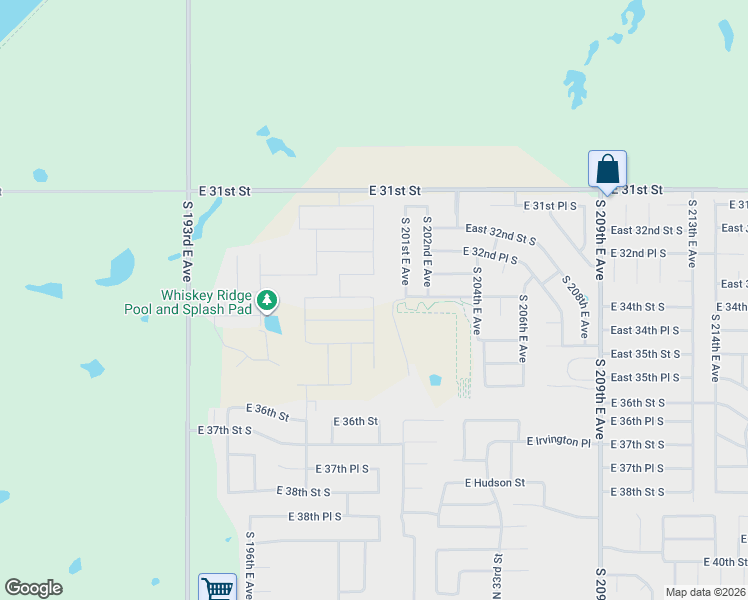 map of restaurants, bars, coffee shops, grocery stores, and more near 3334 South 201st East Avenue in Broken Arrow