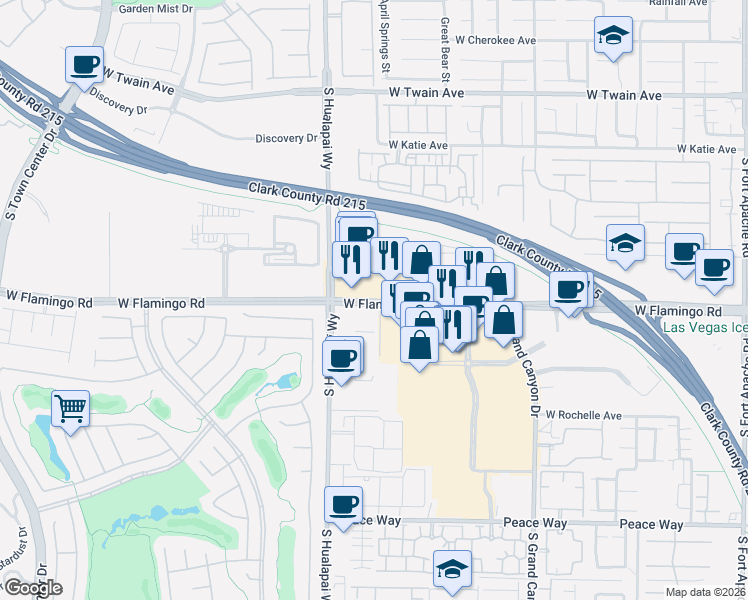 map of restaurants, bars, coffee shops, grocery stores, and more near 10082 W Flamingo Rd in Las Vegas