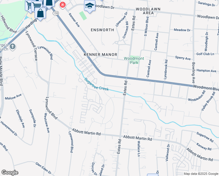 map of restaurants, bars, coffee shops, grocery stores, and more near 3821 Dartmouth Avenue in Nashville