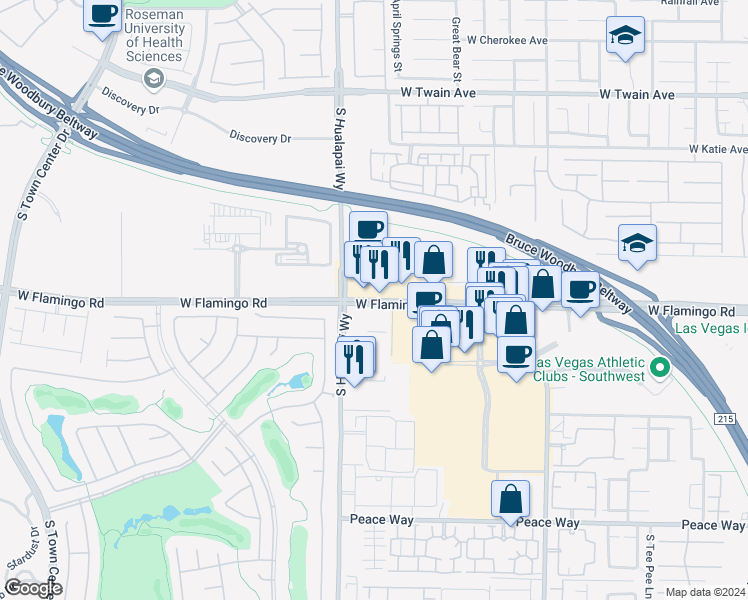 map of restaurants, bars, coffee shops, grocery stores, and more near in Las Vegas