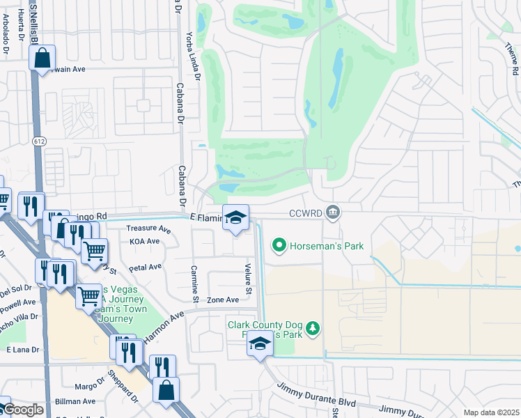 map of restaurants, bars, coffee shops, grocery stores, and more near 5605 Criollo Drive in Las Vegas