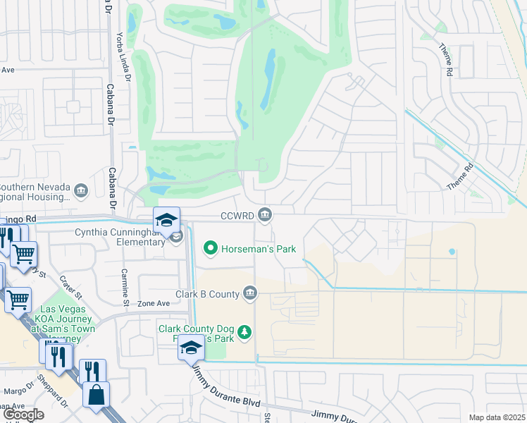 map of restaurants, bars, coffee shops, grocery stores, and more near 5857 East Flamingo Road in Las Vegas