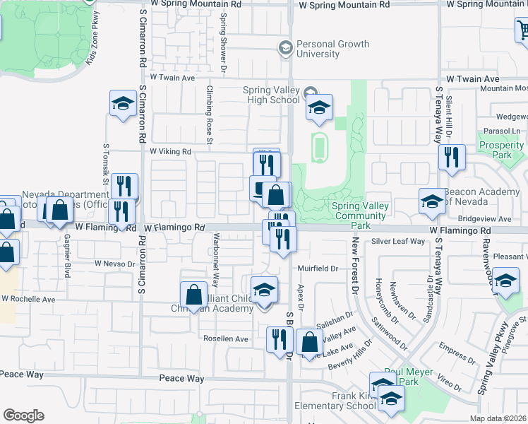 map of restaurants, bars, coffee shops, grocery stores, and more near 4045 South Buffalo Drive in Las Vegas