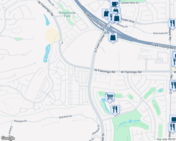 map of restaurants, bars, coffee shops, grocery stores, and more near Yucca Bloom Street in Las Vegas