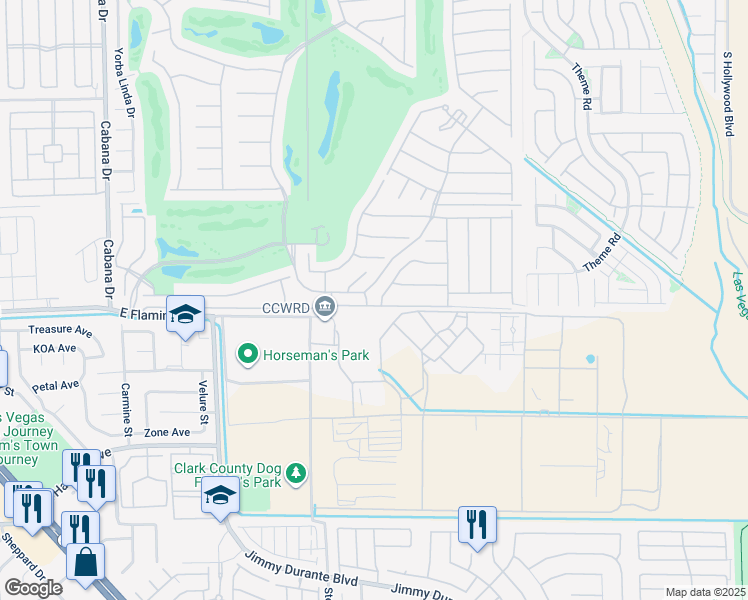 map of restaurants, bars, coffee shops, grocery stores, and more near 4095 Russian Rider Drive in Las Vegas