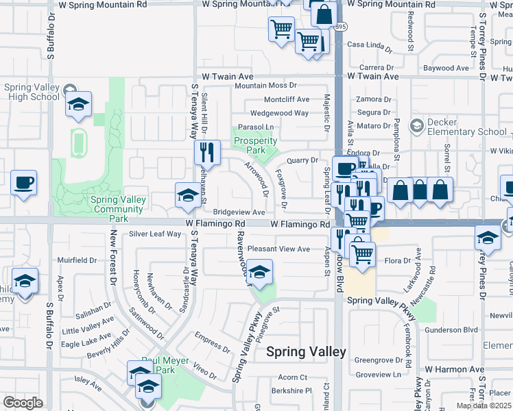 map of restaurants, bars, coffee shops, grocery stores, and more near 4084 Deerfield Avenue in Las Vegas