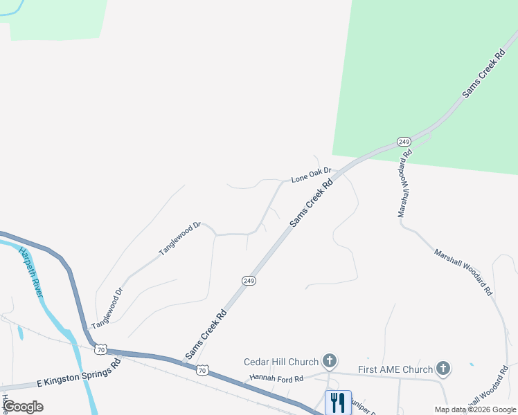 map of restaurants, bars, coffee shops, grocery stores, and more near 716 Lone Oak Drive in Pegram