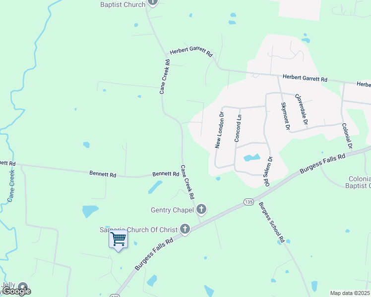map of restaurants, bars, coffee shops, grocery stores, and more near 2650 Cane Creek Road in Cookeville