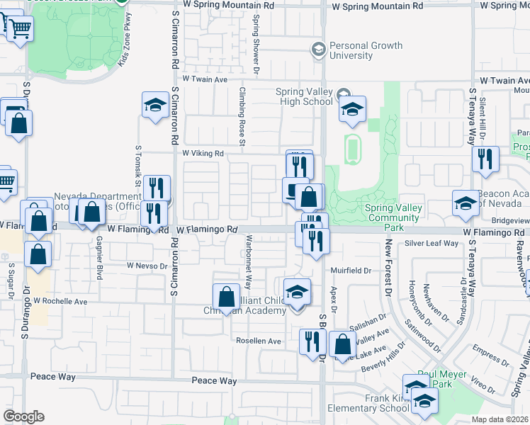 map of restaurants, bars, coffee shops, grocery stores, and more near in Las Vegas