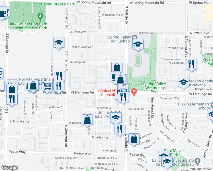 map of restaurants, bars, coffee shops, grocery stores, and more near in Las Vegas