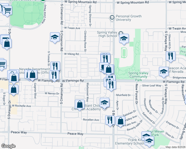map of restaurants, bars, coffee shops, grocery stores, and more near in Las Vegas