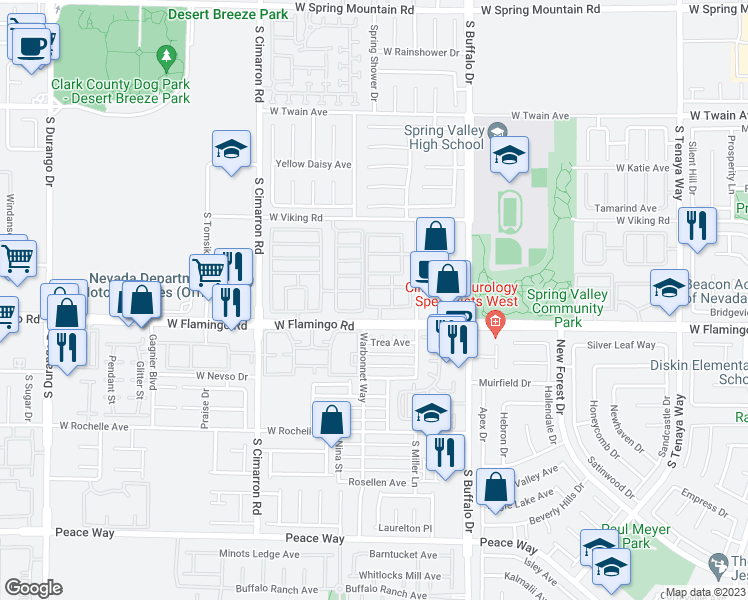 map of restaurants, bars, coffee shops, grocery stores, and more near in Las Vegas