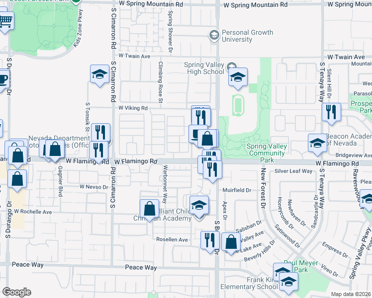 map of restaurants, bars, coffee shops, grocery stores, and more near 4045 South Buffalo Drive in Las Vegas