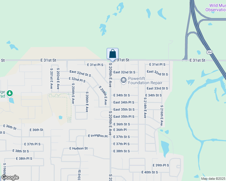 map of restaurants, bars, coffee shops, grocery stores, and more near 3236 South 210th East Avenue in Broken Arrow