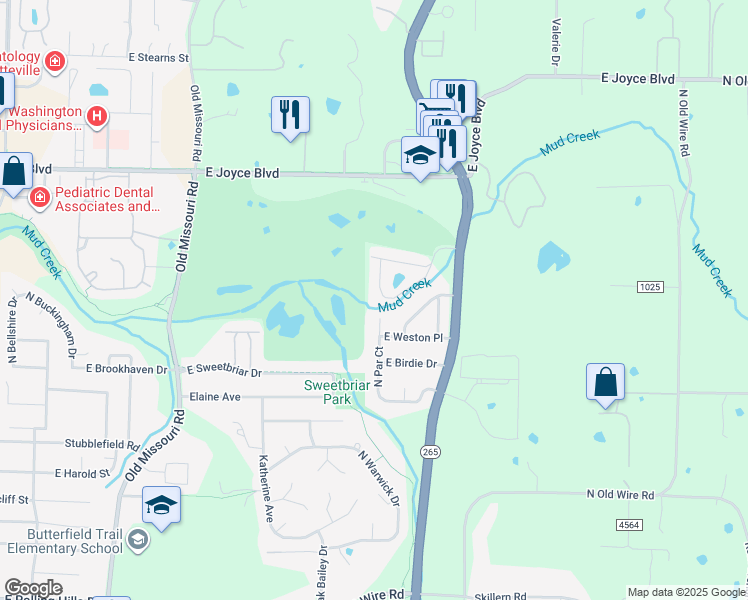 map of restaurants, bars, coffee shops, grocery stores, and more near 2714 East Coy Kaylor Drive in Fayetteville