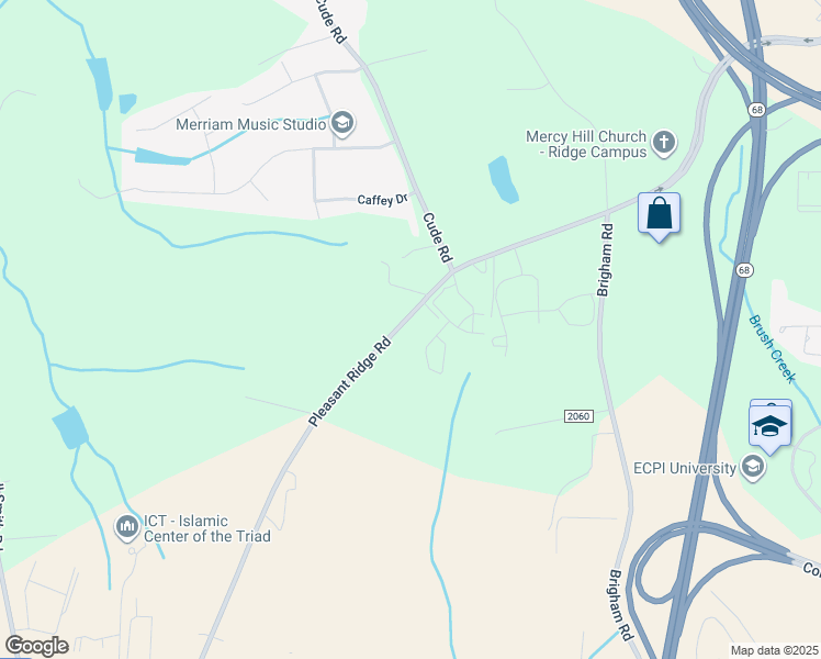 map of restaurants, bars, coffee shops, grocery stores, and more near 1194 Pleasant Ridge Road in Greensboro