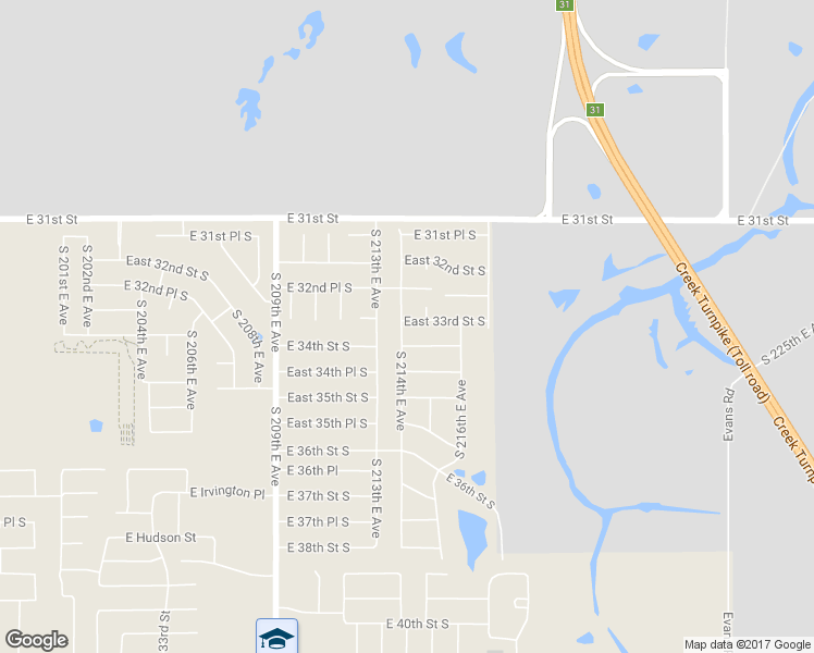 map of restaurants, bars, coffee shops, grocery stores, and more near 21404 East 33rd Street South in Broken Arrow