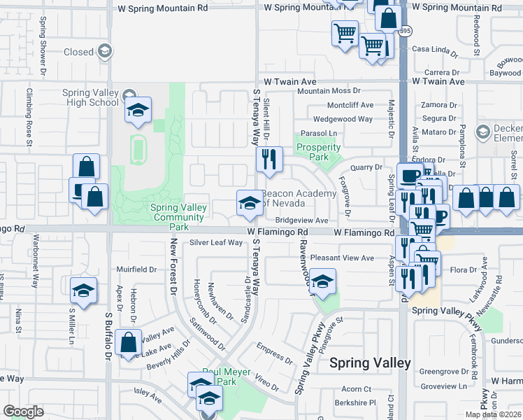 map of restaurants, bars, coffee shops, grocery stores, and more near 4064 Belhaven Street in Las Vegas