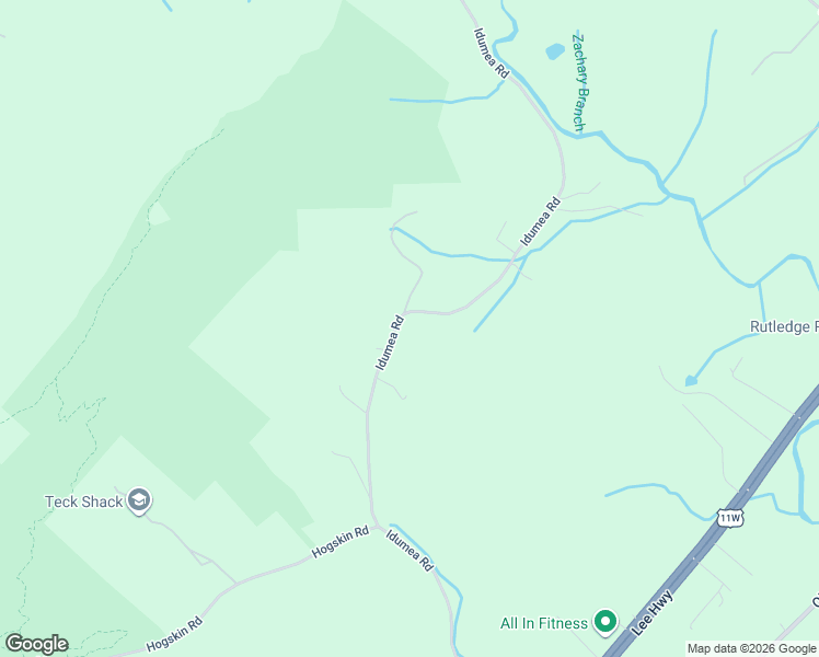 map of restaurants, bars, coffee shops, grocery stores, and more near 4738 Idumea Road in Corryton